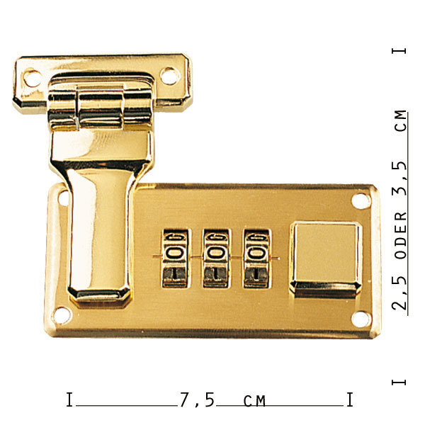 Zahlenschloss 1139 (66 mm x 30 mm) gold pol.